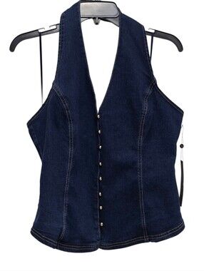 Emerson Lang Denim Buttons Down Halter Top Size XL